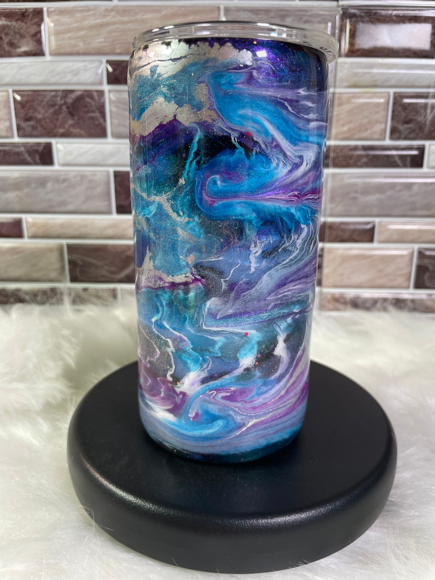 15 oz Stainless Steel Blue Ink Swirl Tumbler