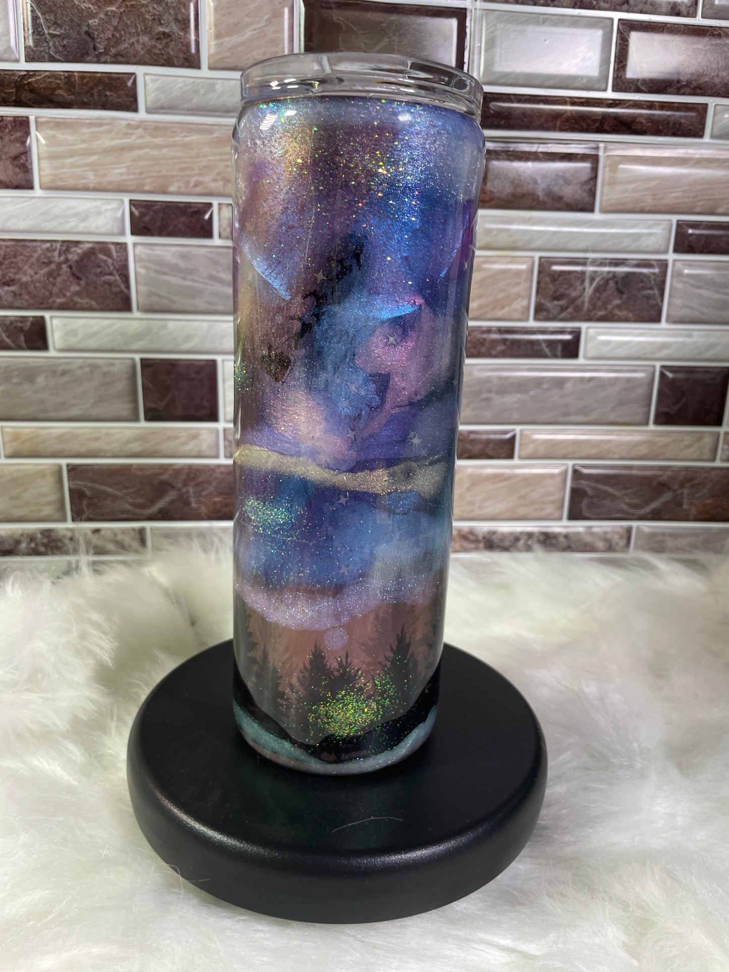 20 oz Stainless Steel Northern Lights With Glow & Santa's Sleigh Tumbler