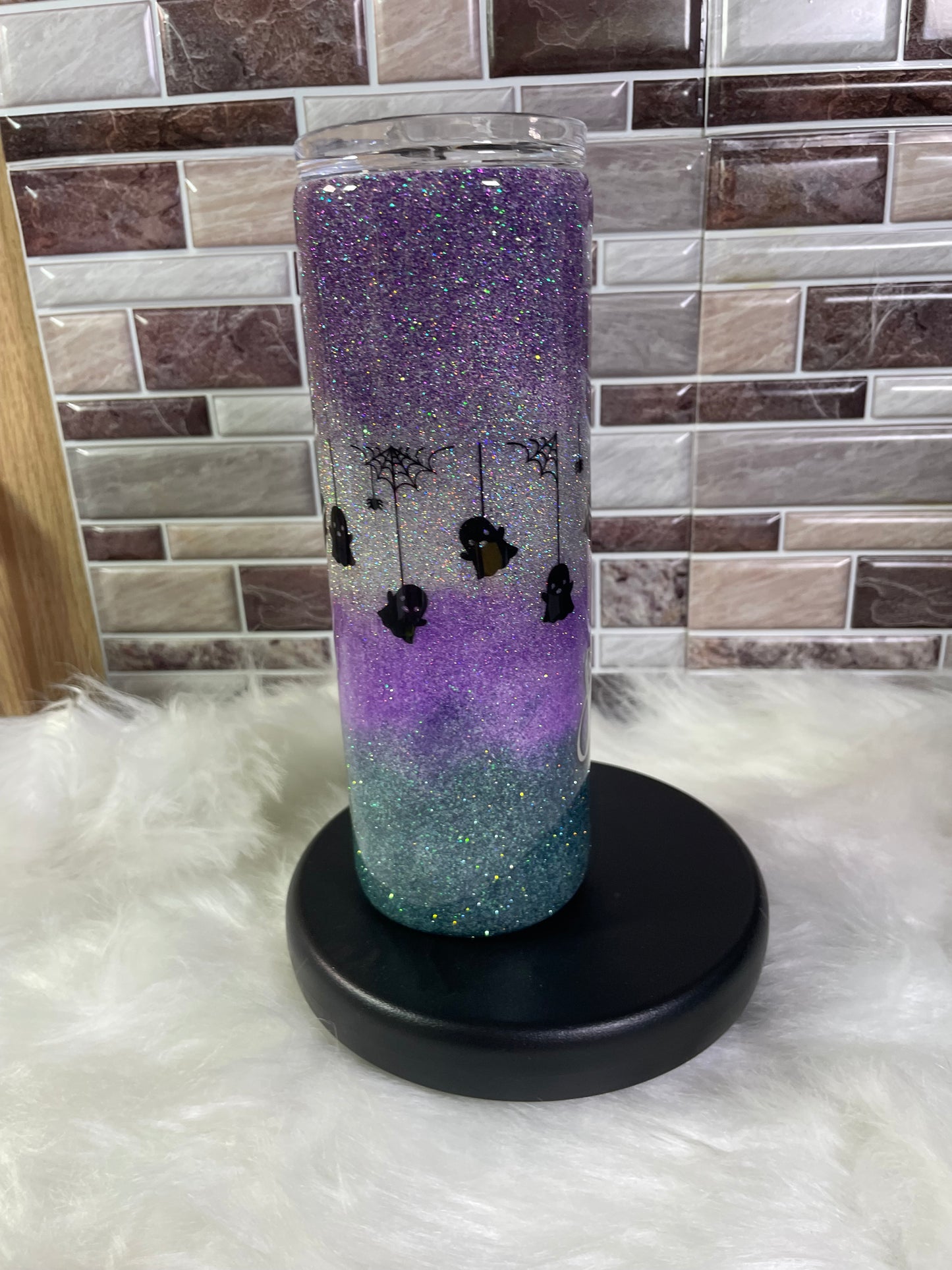 20 oz Stainless Steel Three Way Glitter & Vinyl - Spooky Tumbler