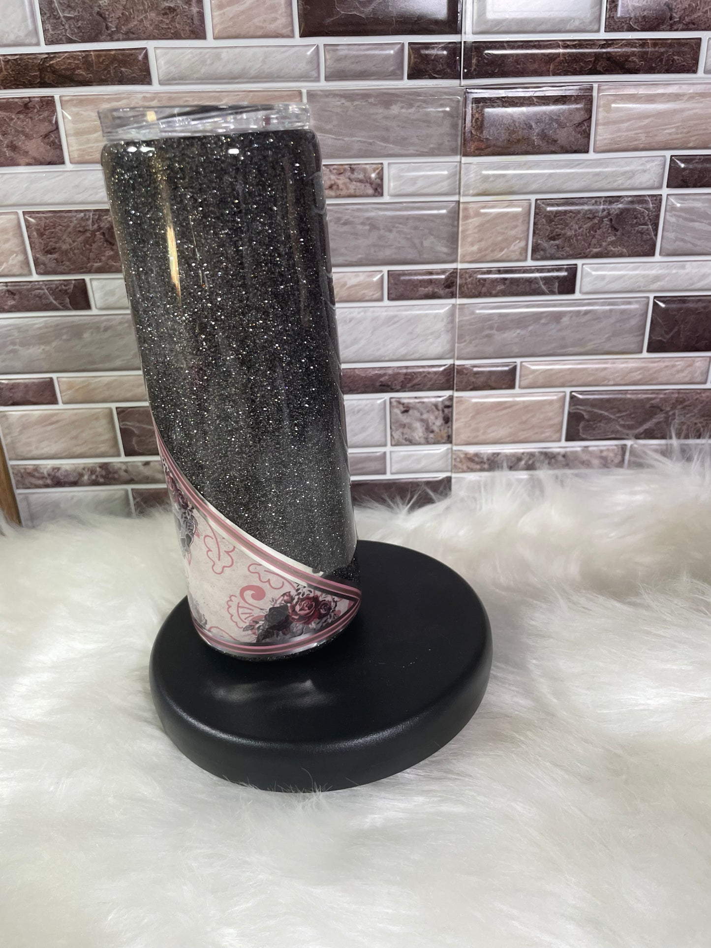 20 oz Stainless Steel V-Split Side - Black & Pink Tumbler