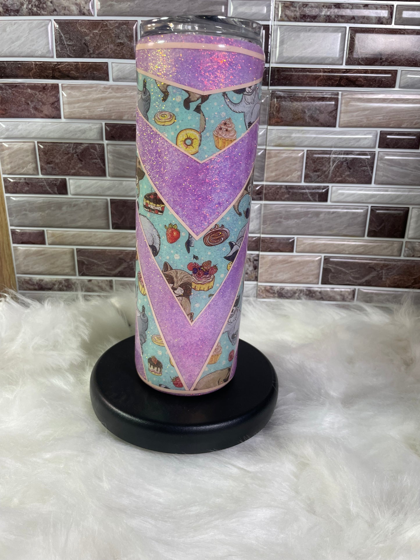 30 oz Stainless Steel Vinyl & Purple Glitter Template 3 - Tumbler